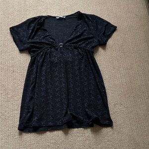 La Vie En Rose Aqua Beach Coverup Dress, size L, Black